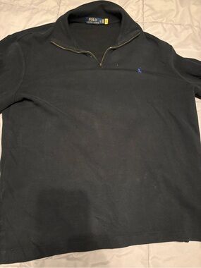 Ralph Lauren Black Half-Zip Pullover with Blue Polo Logo